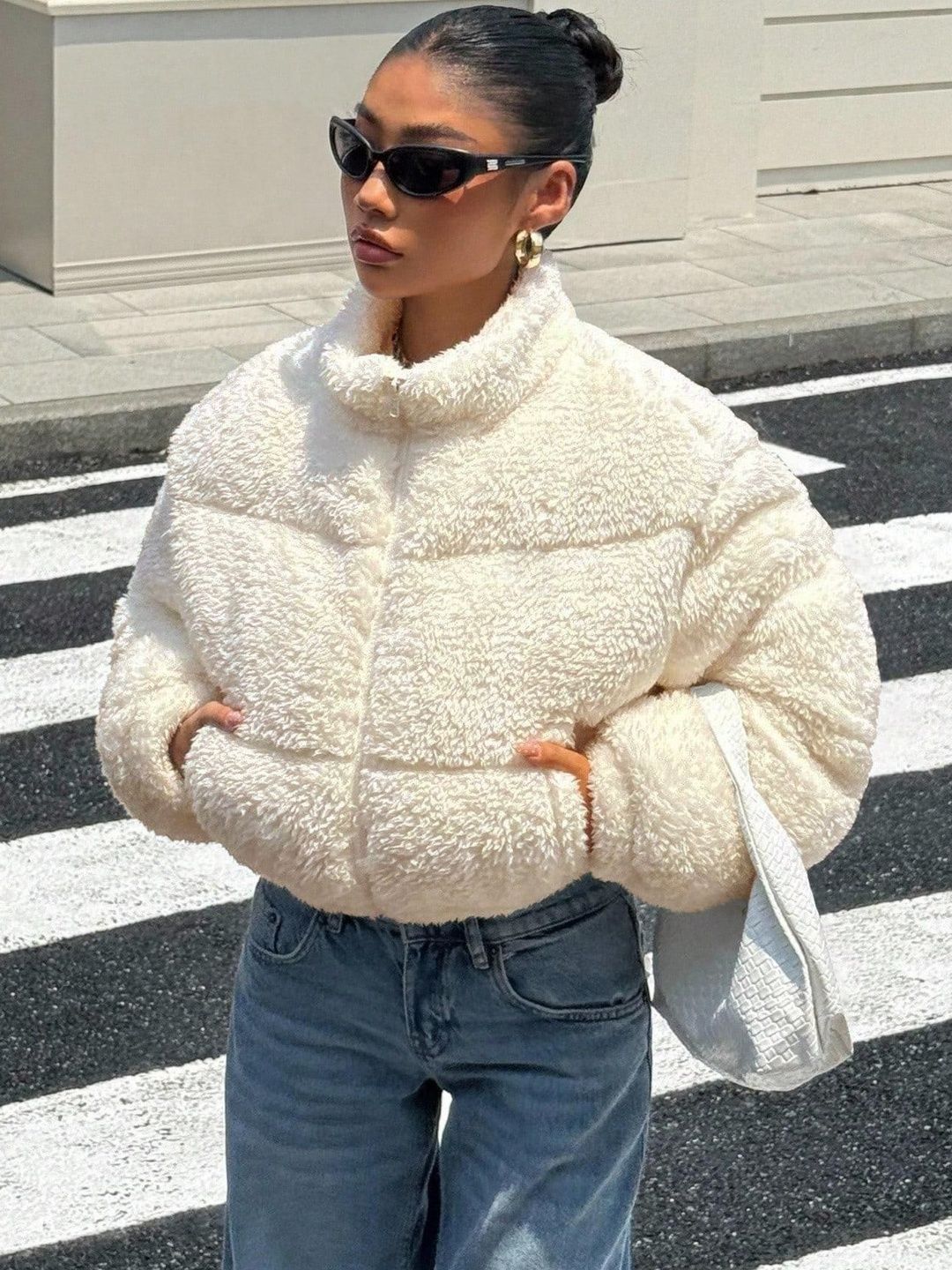 Kotty Women Woollen Crop Open Front Jacket