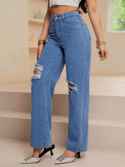 Kotty Women Straight Fit High-Rise Highly Distressed Jeans