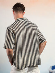 Kotty Men Sheer Striped Casual Shirt