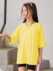 Kotty Girls Graphic Printed Round Neck Cotton Oversized T-shirt