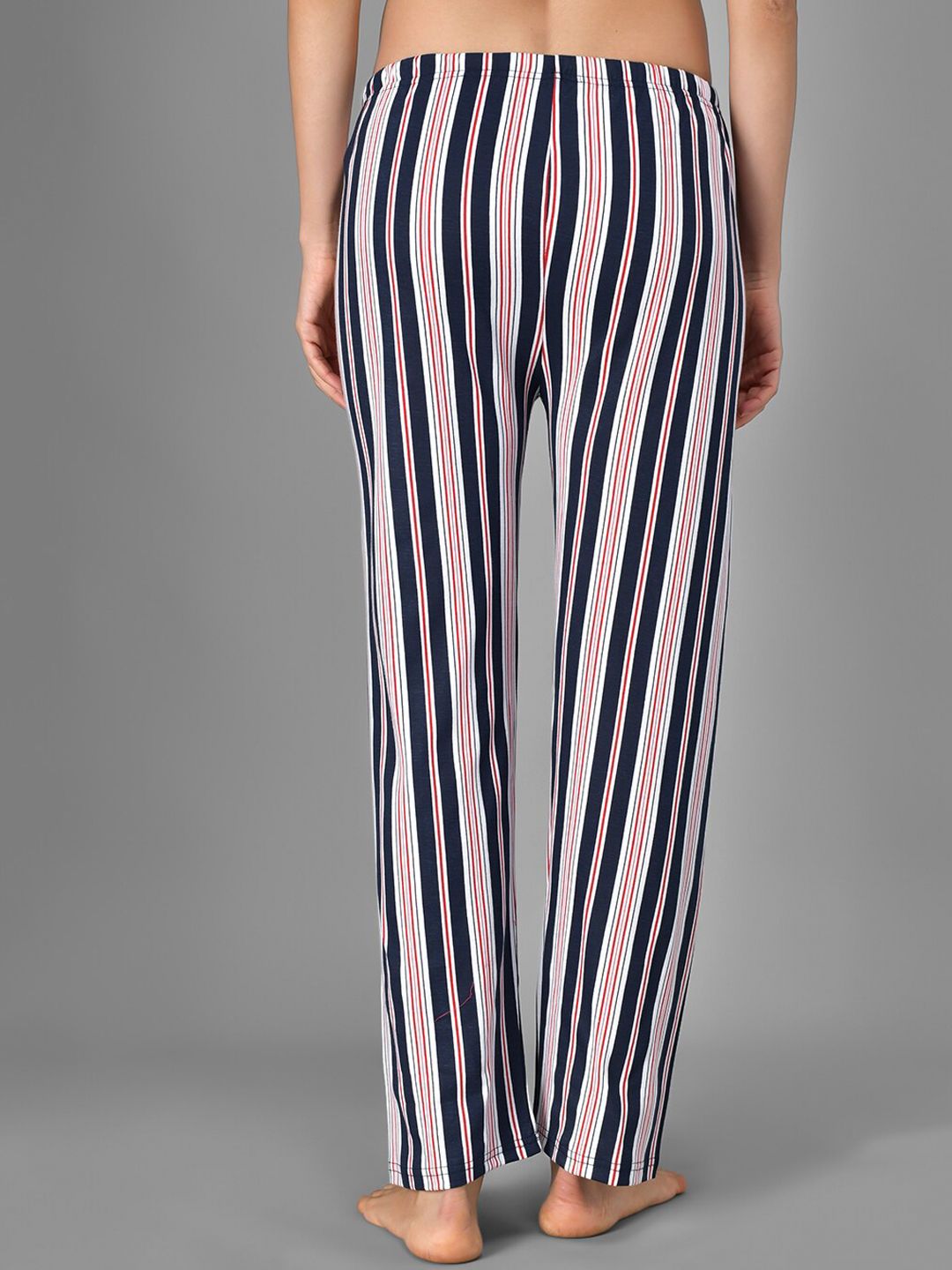 Kotty Women Blue & White Striped Night Suit