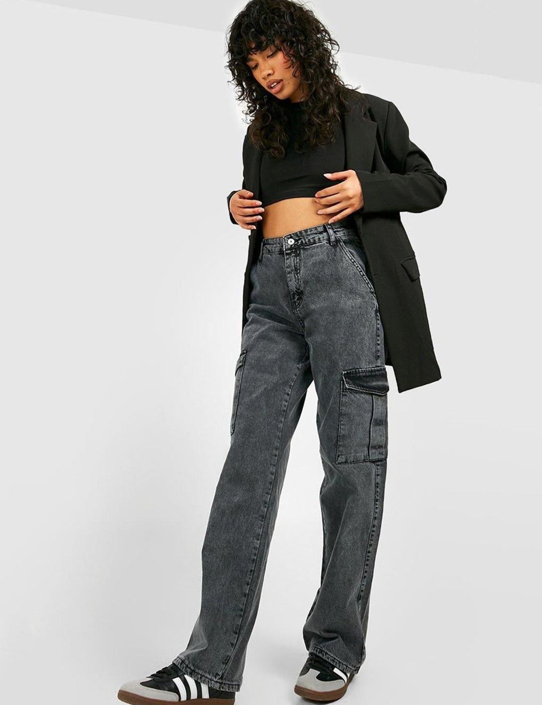 Kotty Women Grey Jean Straight Fit High-Rise Heavy Fade Stretchable Jeans