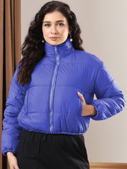 Kotty Women Mock Collar Solid Casual Insulator Puffer Jacket