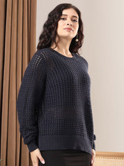 Kotty Women Open Knit Pullover Sweater
