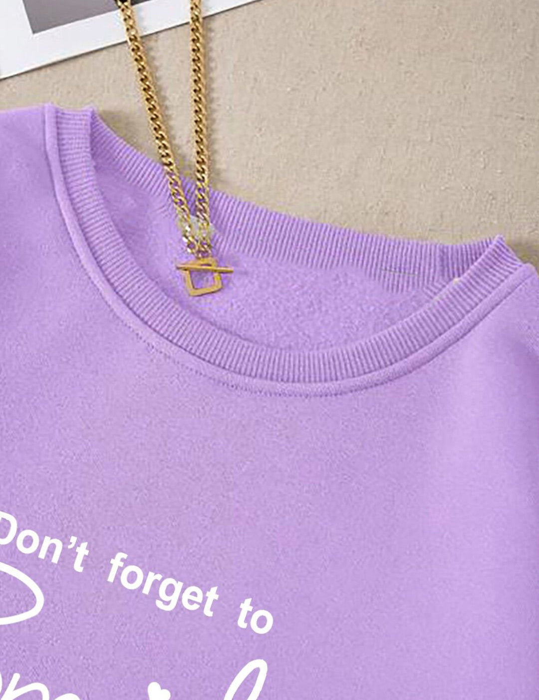 Kotty Typography Printed Round Neck Fleece Pullover