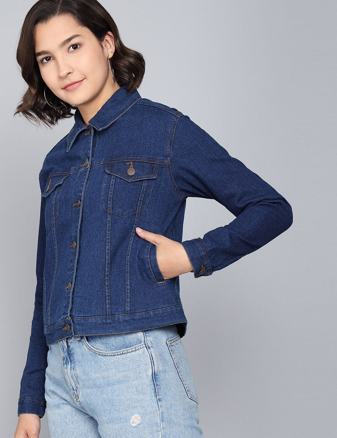 Kotty Women Blue Washed Denim Jacket