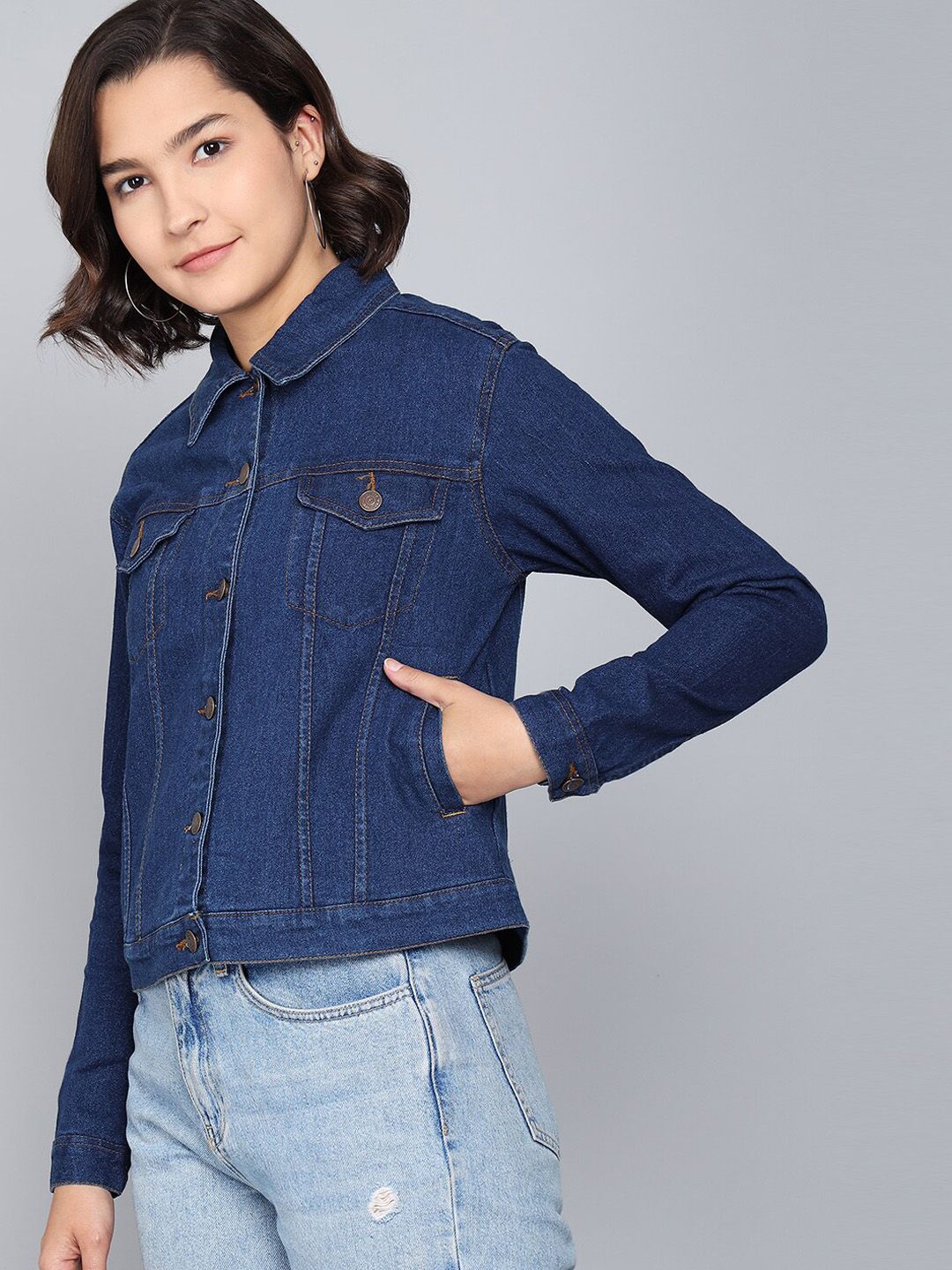Kotty Women Blue Washed Denim Jacket