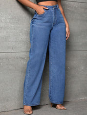 Kotty Women Blue Jean Straight Fit High-Rise Light Fade Clean Look Stretchable Jeans