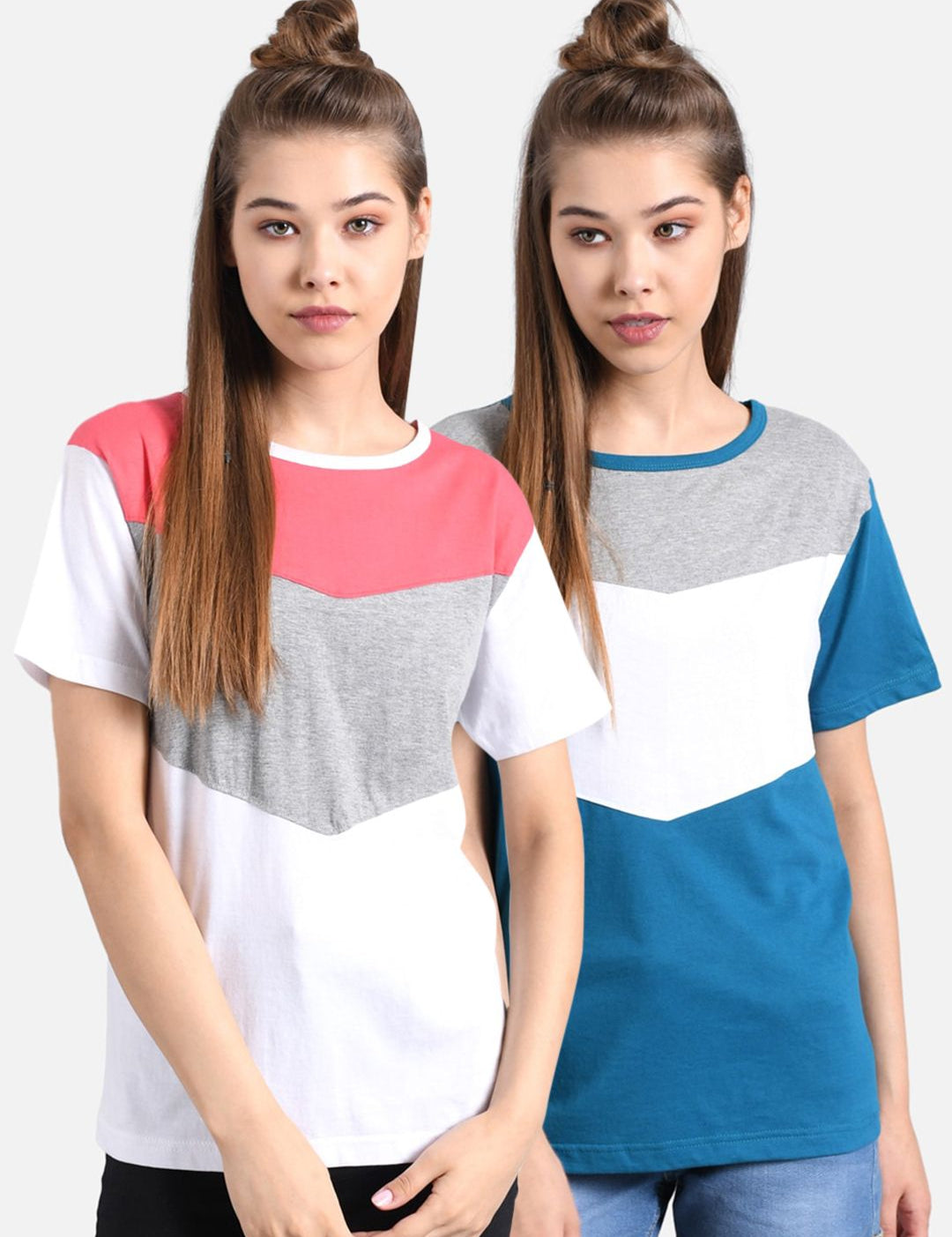 Kotty Women Pack of 2 Colourblocked T-shirt