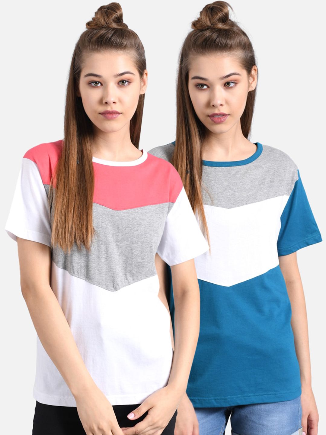 Kotty Women Pack of 2 Colourblocked T-shirt