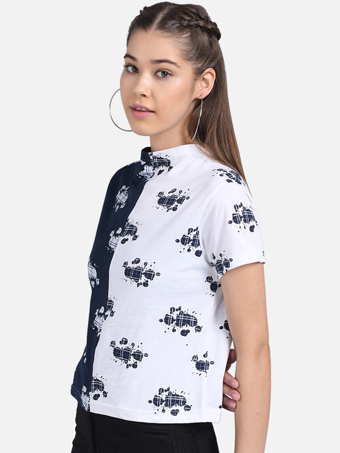 Kotty Women White Printed Pure Cotton Top