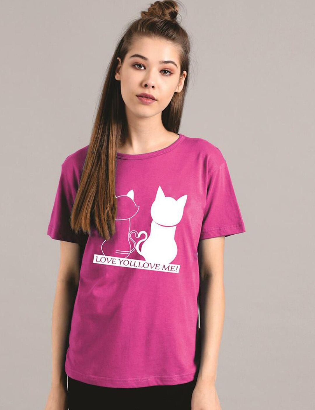 Kotty Women Purple Printed Round Neck T-shirt