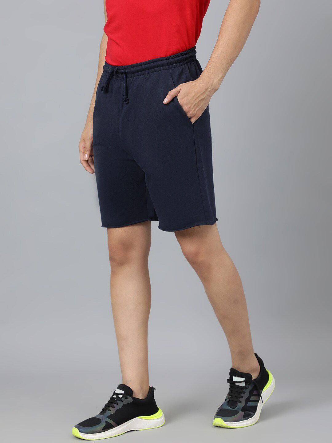 Kotty Men Blend Navy Mid-Rise Regular Shorts