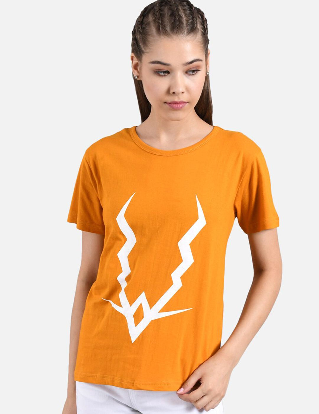 Kotty Women Pack Of 2 Yellow & Pink Printed Round Neck T-shirt