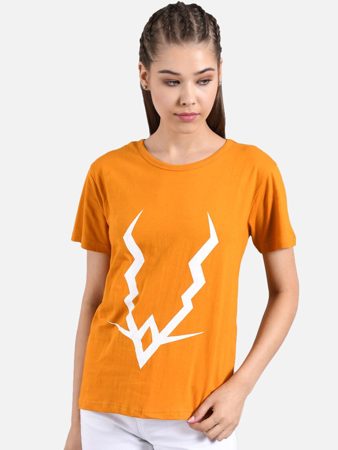 Kotty Women Pack Of 2 Yellow & Pink Printed Round Neck T-shirt