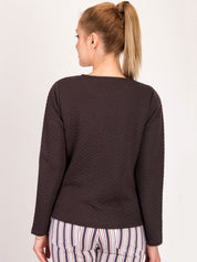 Kotty Women Black Self Design Tailored Jacket