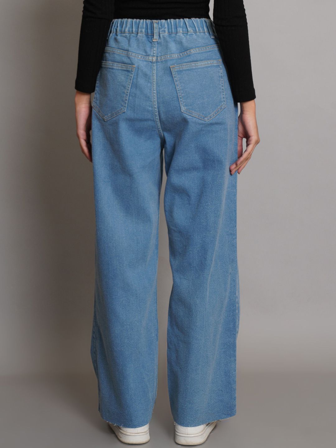 Kotty Women Jean Wide Leg High-Rise Light Fade Stretchable Jeans