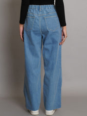 Kotty Women Jean Wide Leg High-Rise Light Fade Stretchable Jeans