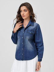 Kotty Blue Relaxed Faded Spread Collar Casual Shirt