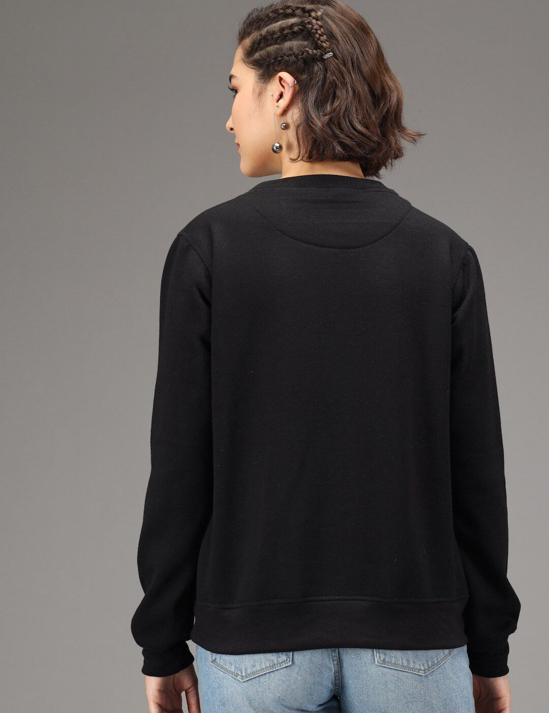 Kotty Women Black Typography Printed Pullover Sweatshirt