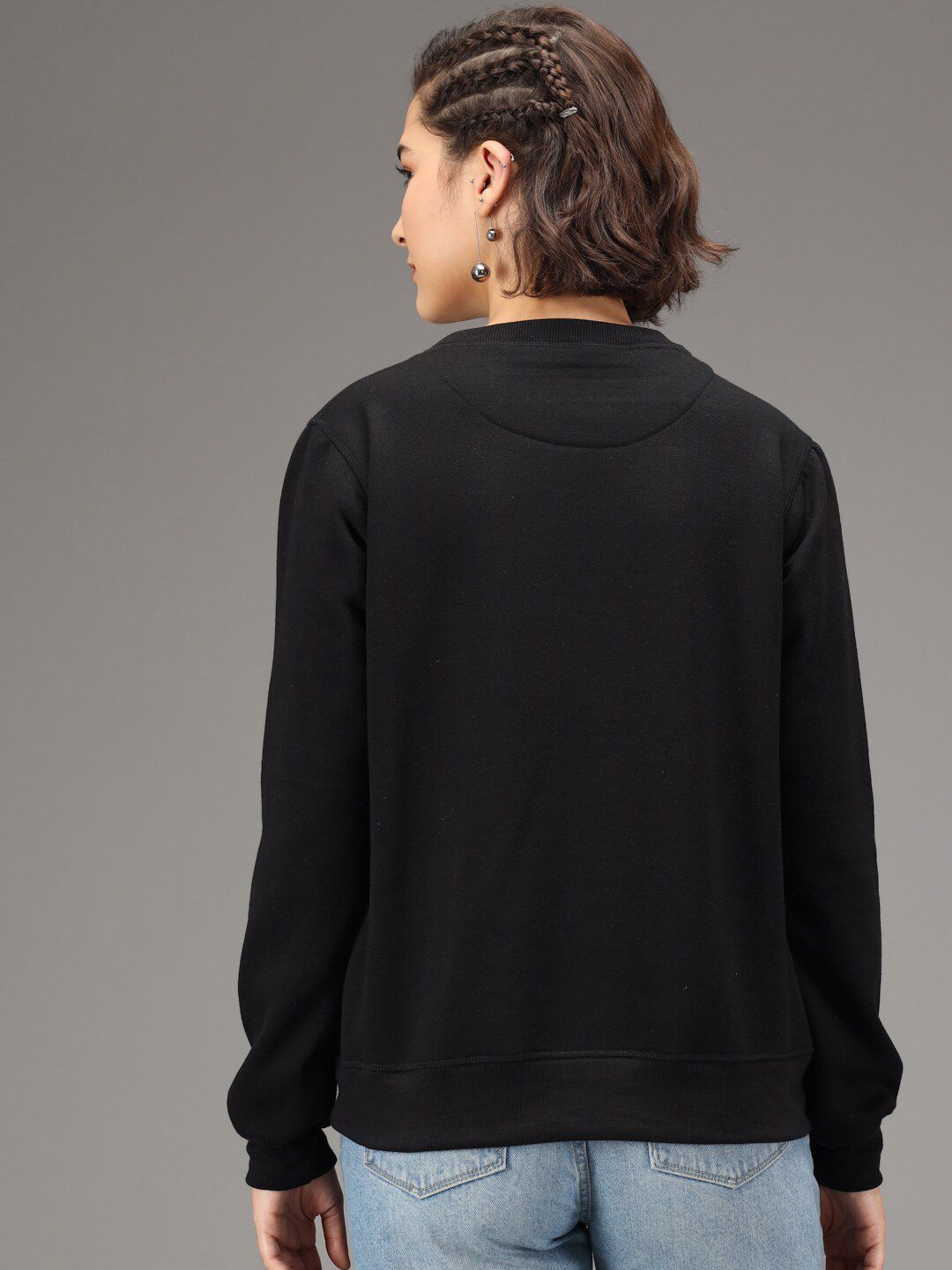 Kotty Women Black Typography Printed Pullover Sweatshirt