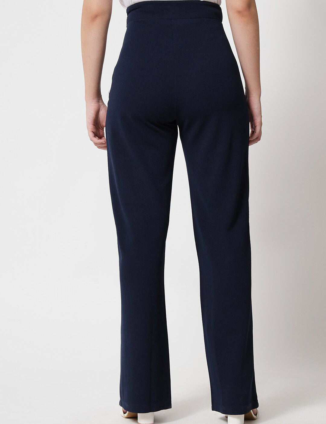 Kotty Women Pack Of 2 Relaxed Straight Leg High-Rise Easy Wash Parallel Trousers