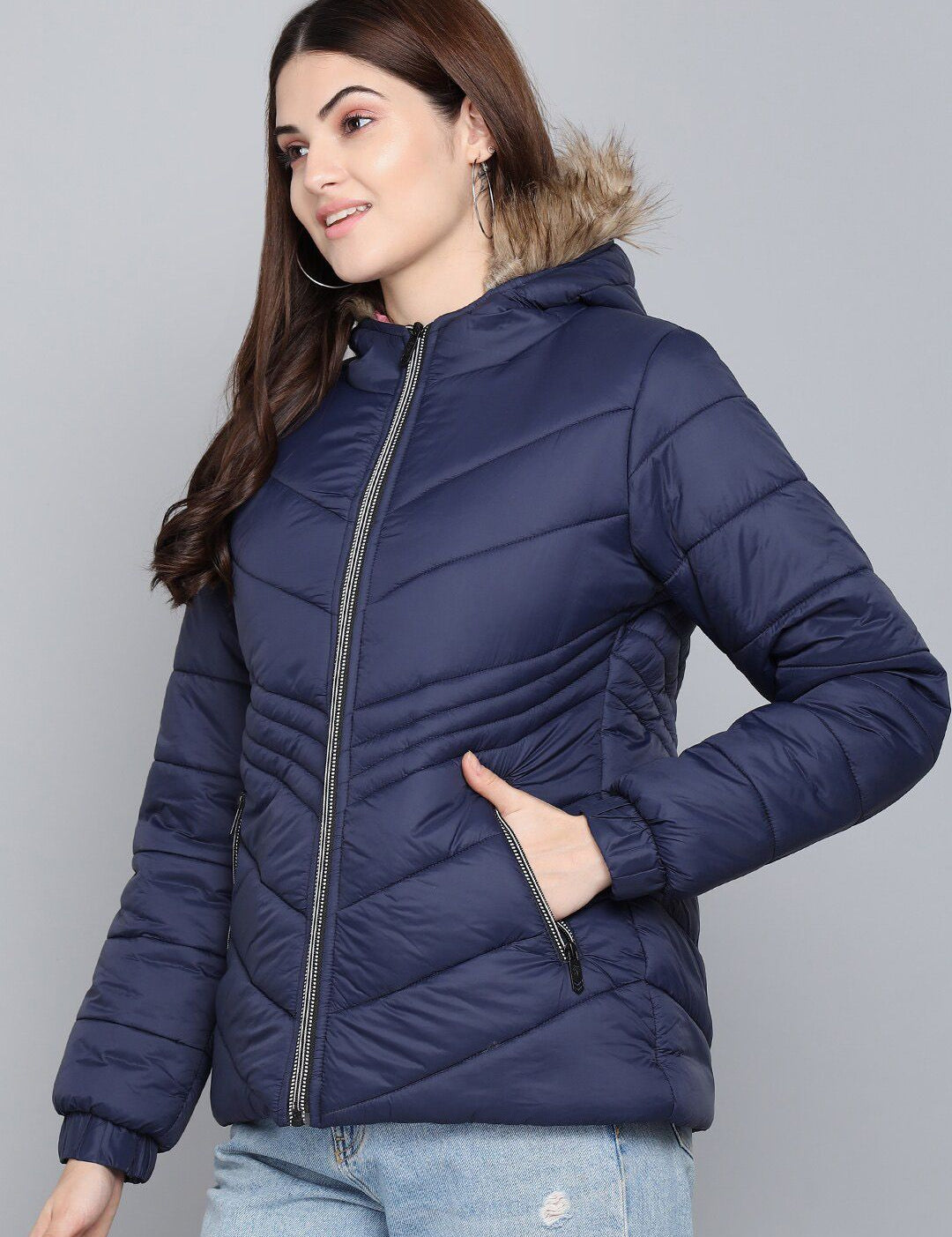 Kotty Women Blue Outdoor Puffer Jacket