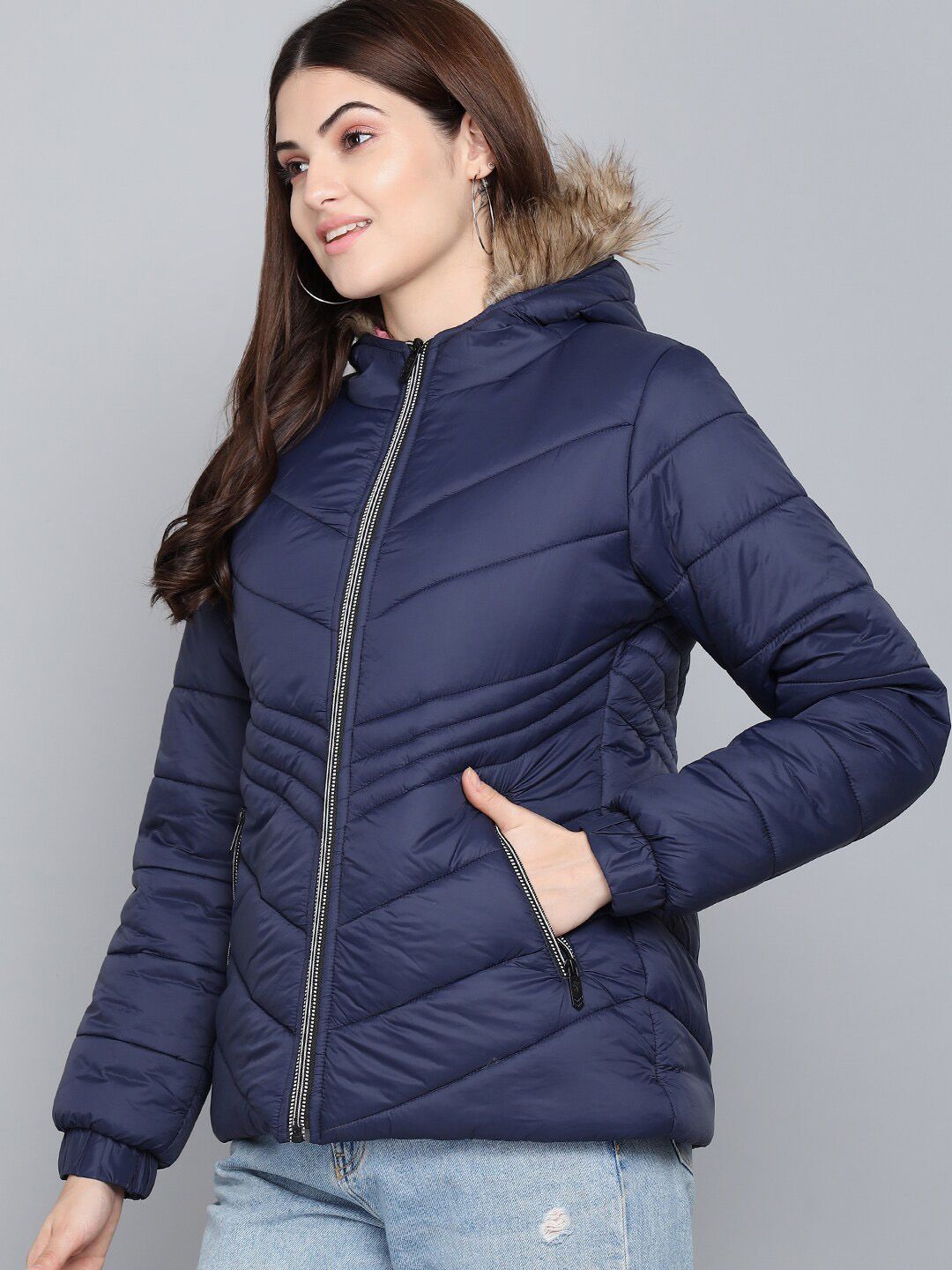 Kotty Women Blue Outdoor Puffer Jacket