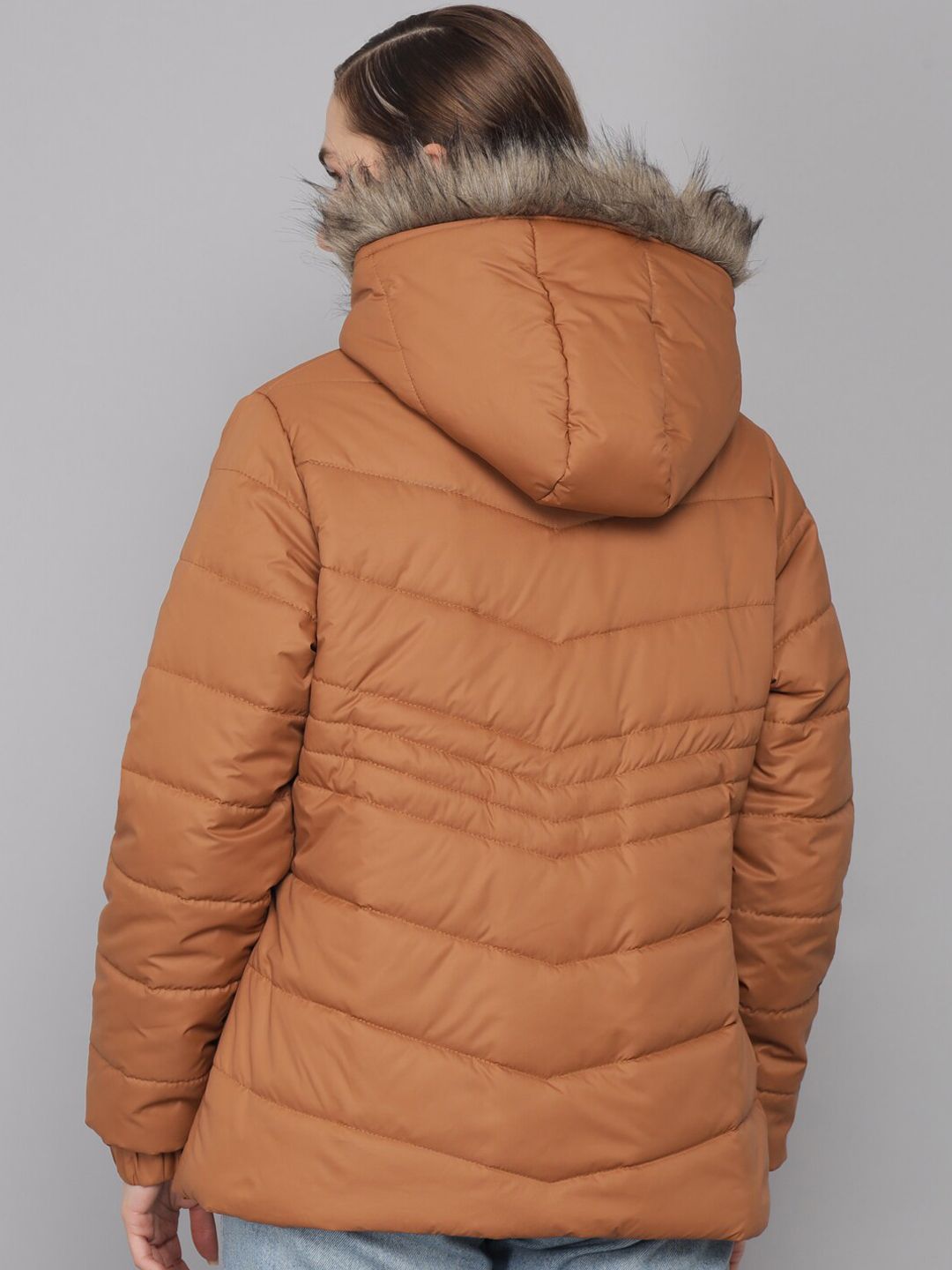 Kotty Women Brown Hooded Parka Jacket