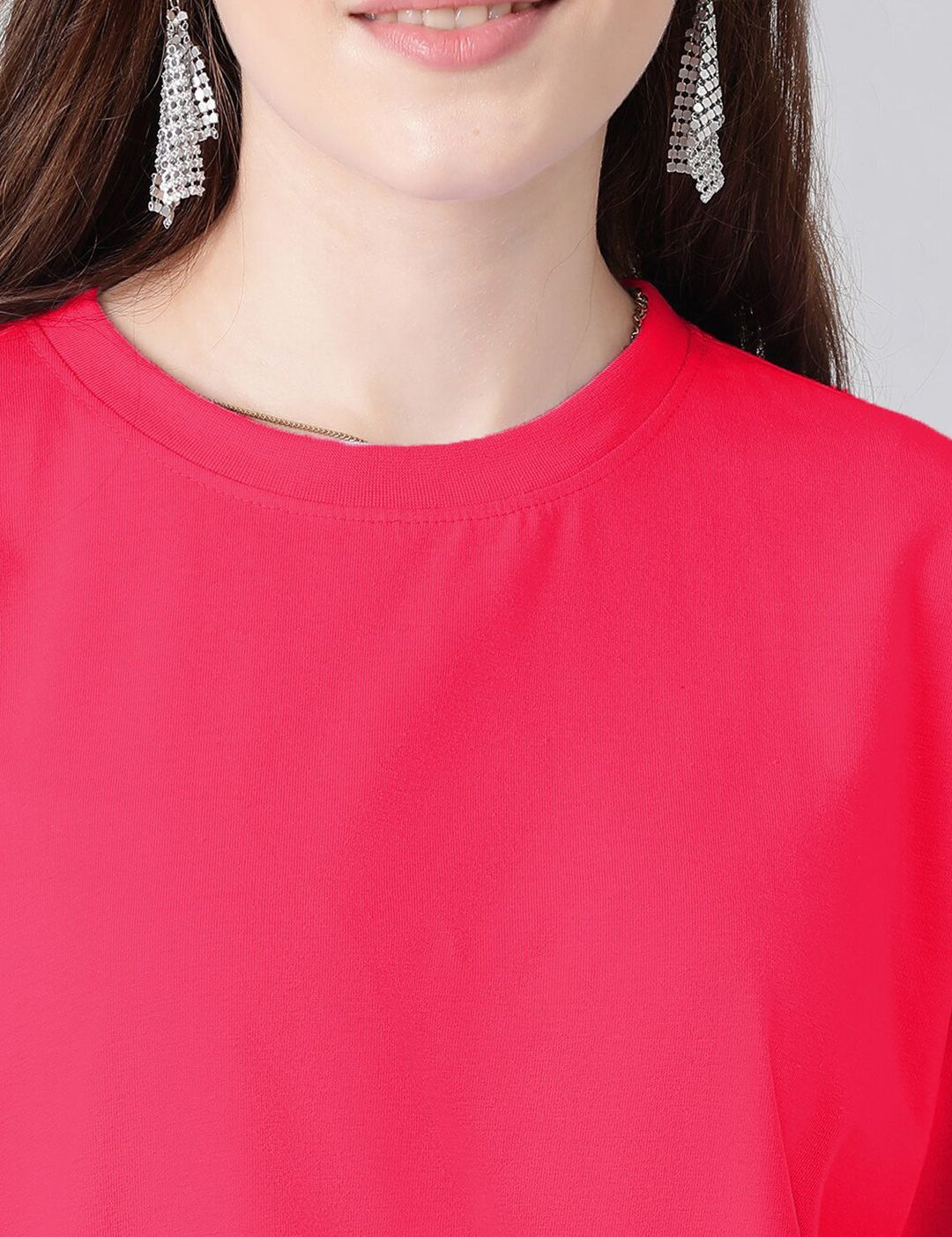 KOTTY Basics Basics Round Neck Drop-Shoulder Sleeves Oversized T-shirt