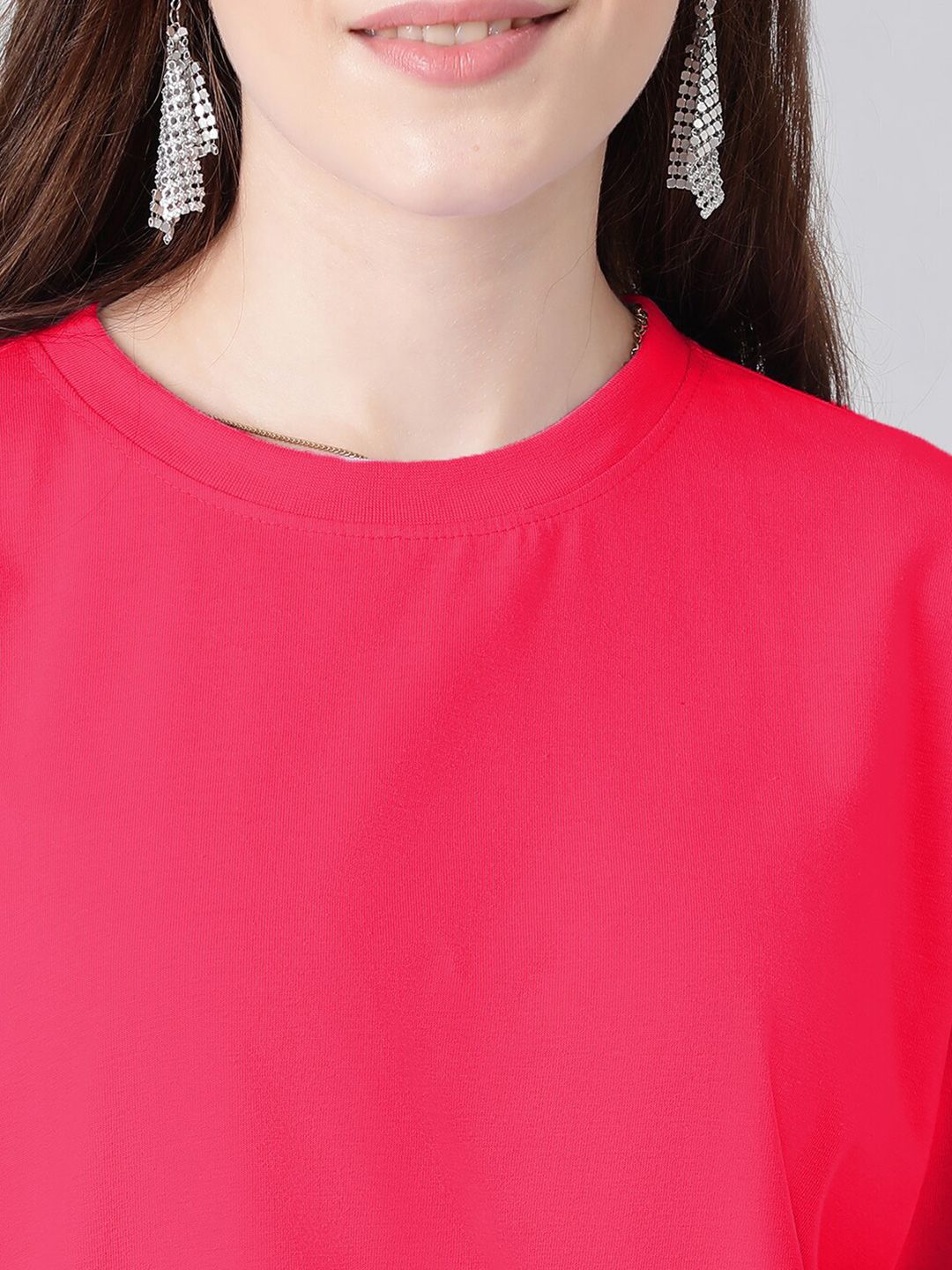 KOTTY Basics Basics Round Neck Drop-Shoulder Sleeves Oversized T-shirt