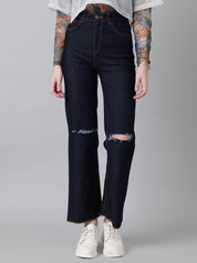 Kotty Women Bootcut High-Rise Slash Knee Stretchable Jeans