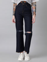 Kotty Women Bootcut High-Rise Slash Knee Stretchable Jeans