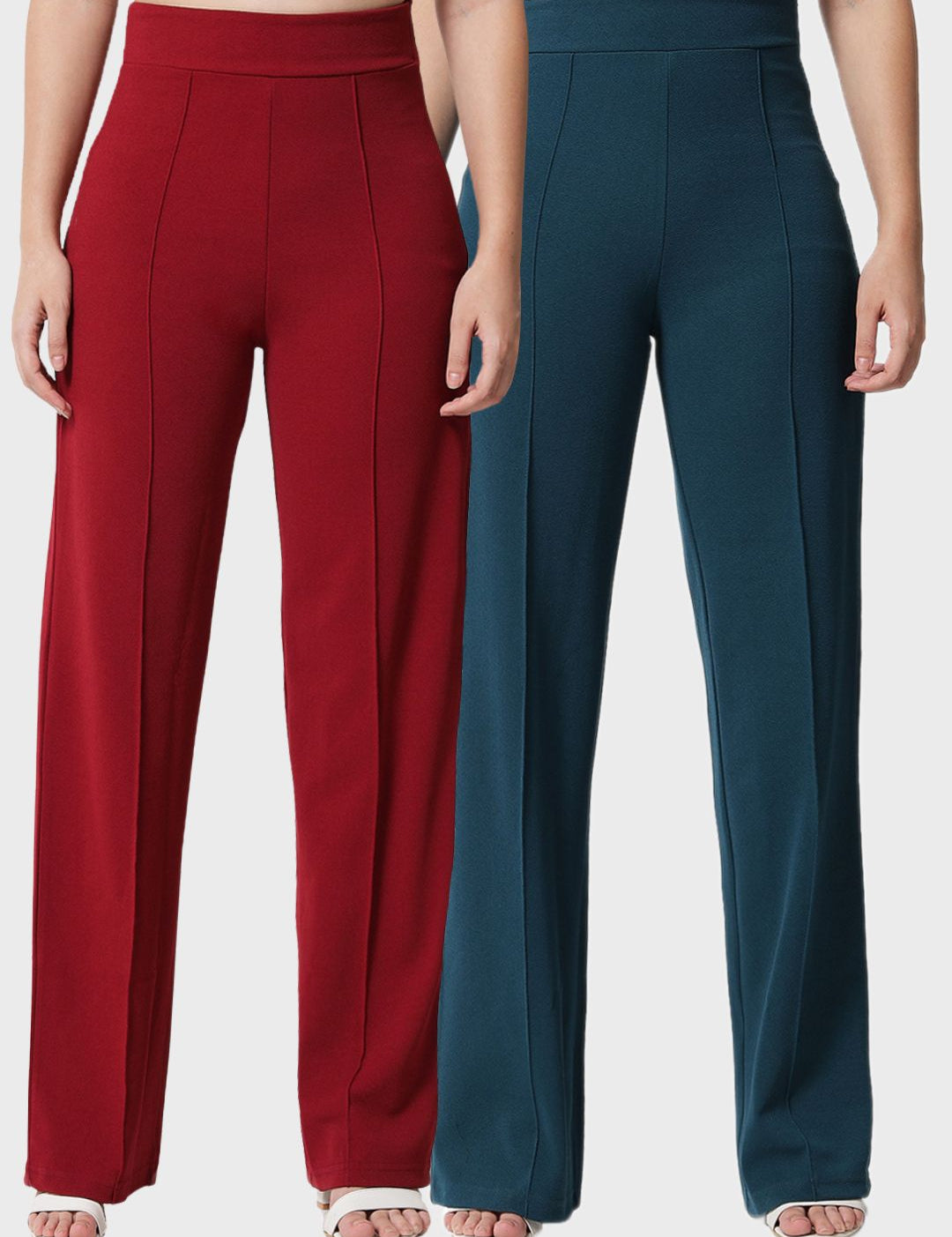 Kotty Women Pack Of 2 Relaxed Straight Leg Easy Wash Straight Fit Parallel Trousers
