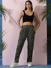 Kotty Women Relaxed High-Rise Easy Wash Pleated Cargos Trousers
