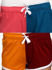 Kotty Women Multicoloured Pack of 2 Colourblocked Slim Fit Hot Pants