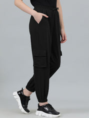 Kotty Women Black Relaxed Fit Mid-Rise Cotton Joggers