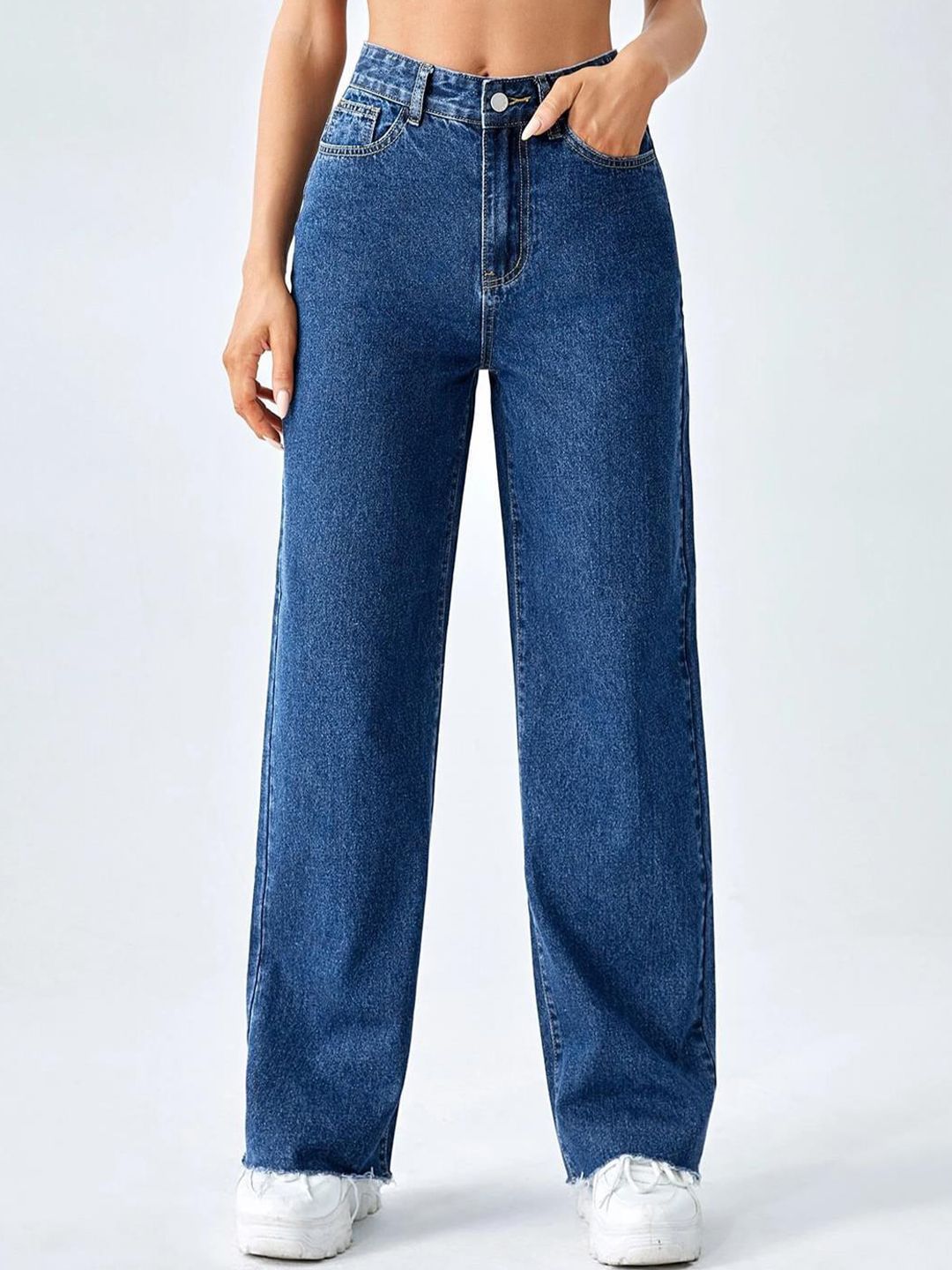 KOTTY Basics Women Blue Jean Straight Fit High-Rise Stretchable Jeans