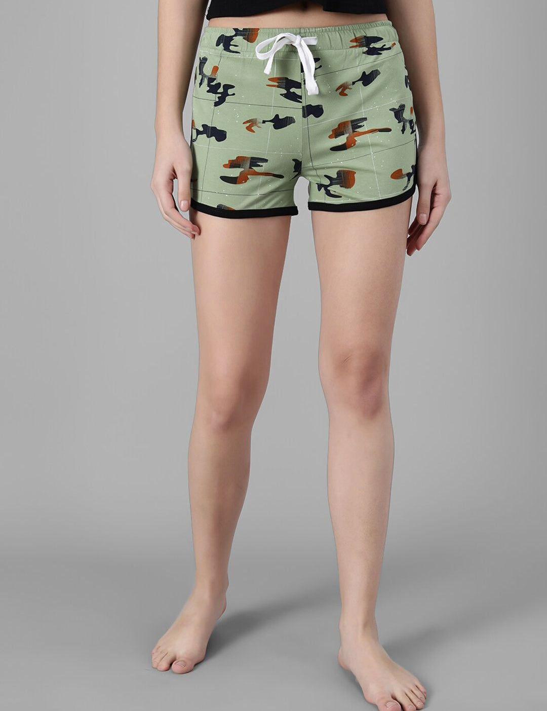 Kotty Women Green Printed Lounge Shorts