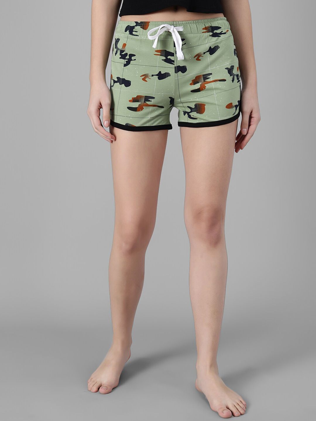 Kotty Women Green Printed Lounge Shorts