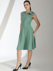 Kotty Solid Round Neck Fit & Flare Dress