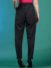 Stylecast X KOTTY BIZwear Women Black Relaxed Slim Fit High-Rise Easy Wash Peg Trousers