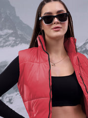 Kotty Women Mock Collar Solid Casual Puffer Insulator Jacket