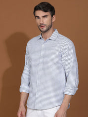 Kotty New Grid Tattersall Checks Spread Collar Casual Shirt