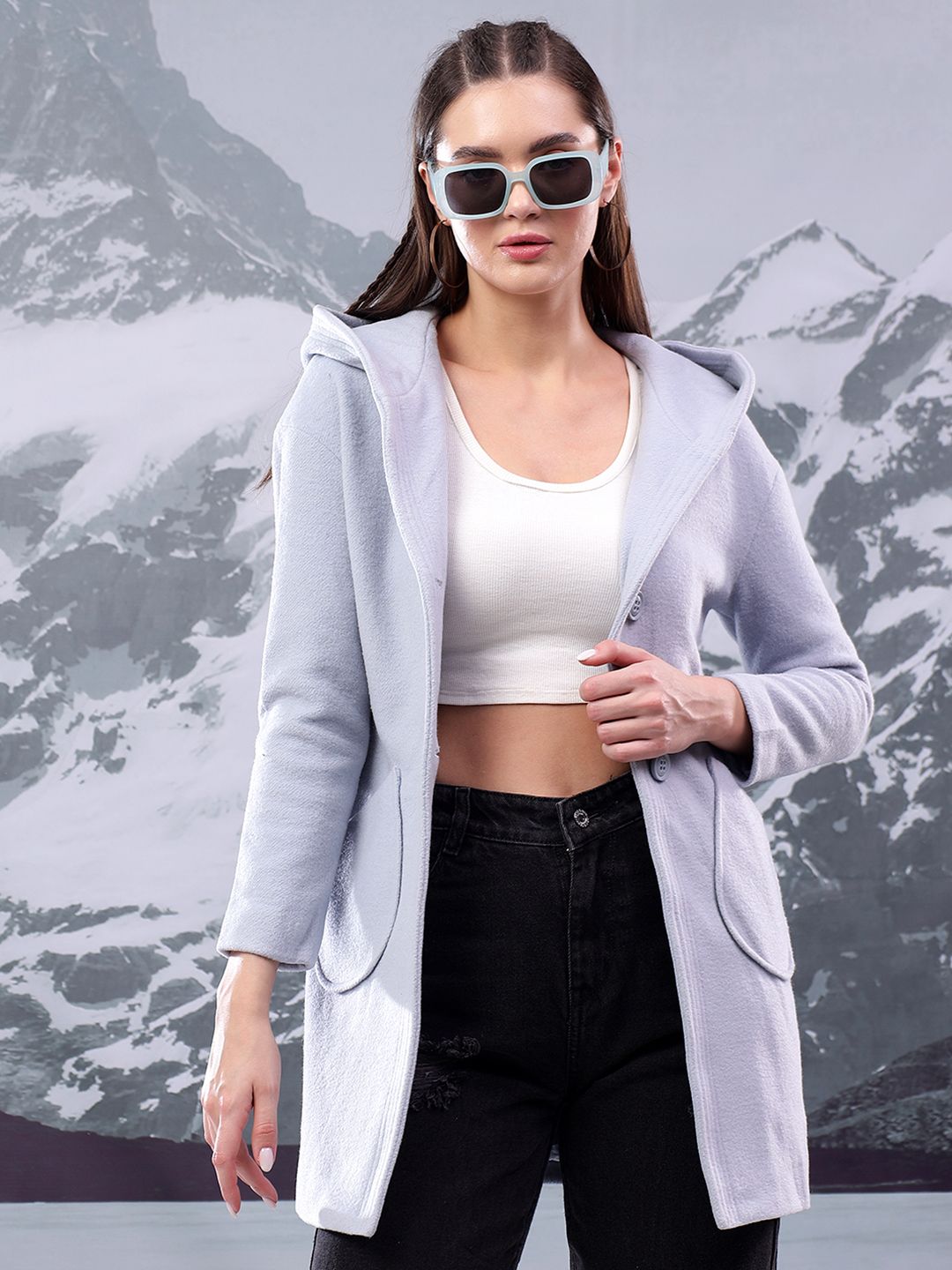 Kotty Women Single Breasted Hooded Overcoat