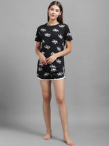 Kotty Women Black Printed Night suit
