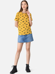Kotty Women Pack of 2 Yellow & Blue Printed Round Neck T-shirts