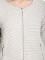 Kotty Women Off-White Self Design Lightweight Tailored Jacket