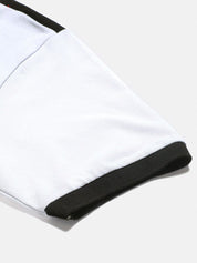 Kotty White & Black Colourblocked Polo Collar T-shirt