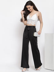 Kotty Women Black Flared High-Rise Parallel Trousers